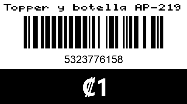 Código de barras de Topper y botella AP-219