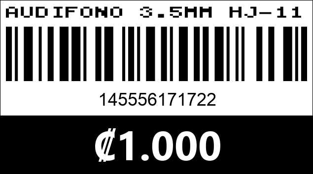Código de barras de AUDIFONO 3.5MM HJ-11