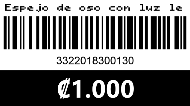 Código de barras de Espejo de oso con luz led y ventilador. 