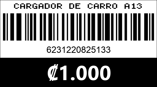Código de barras de CARGADOR DE CARRO A13