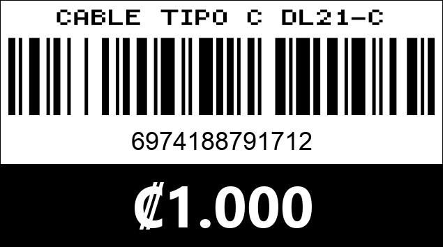 Código de barras de CABLE TIPO C DL21-C