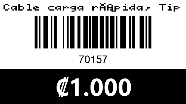 Código de barras de Cable carga rápida, Tipo C a C . 