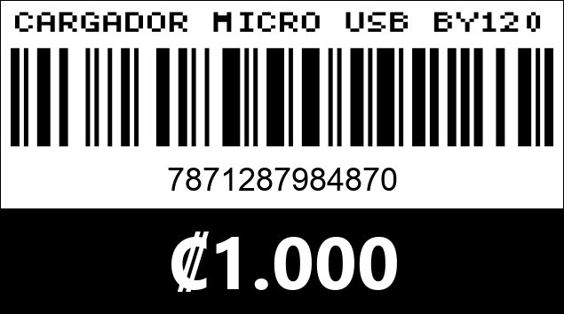 Código de barras de CARGADOR MICRO USB BY120