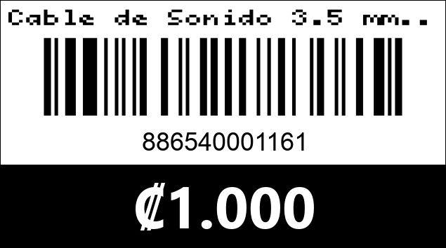 Código de barras de Cable de Sonido 3.5 mm..3ft. Argom Tech.