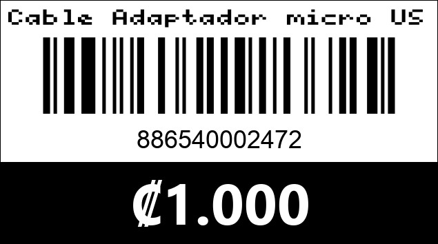 Código de barras de Cable Adaptador micro USB a USB OTG. Argom Tech.