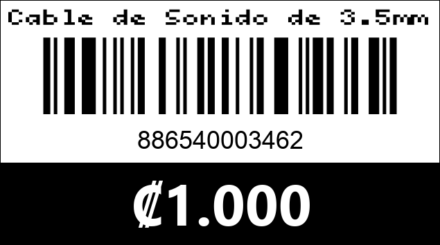 Código de barras de Cable de Sonido de 3.5mm Argom Tech.