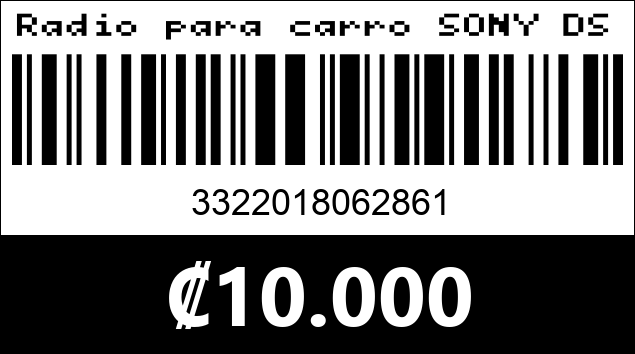 Código de barras de Radio para carro SONY DSX-A515U