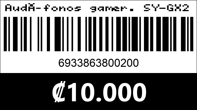 Código de barras de Audífonos gamer. SY-GX20