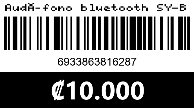 Código de barras de Audífono bluetooth SY-BT1628