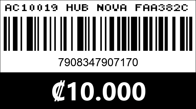 Código de barras de AC10019 HUB NOVA FAA382CU001C 5 EN 1 USB-C 1 PUERTO USB-A 3.0 2 P