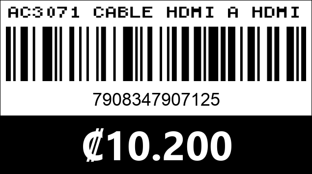 Código de barras de AC3071 CABLE HDMI A HDMI NOVA FAA217B2001C 22.5M NEGRO