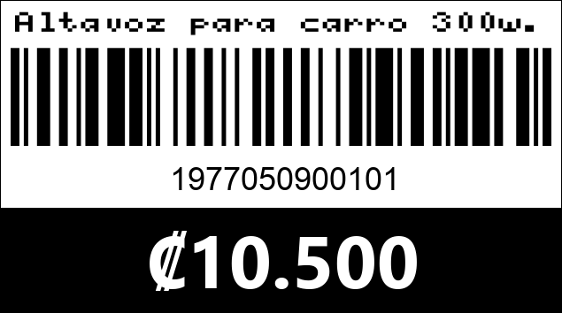Código de barras de Altavoz para carro 300w. Tp-I071