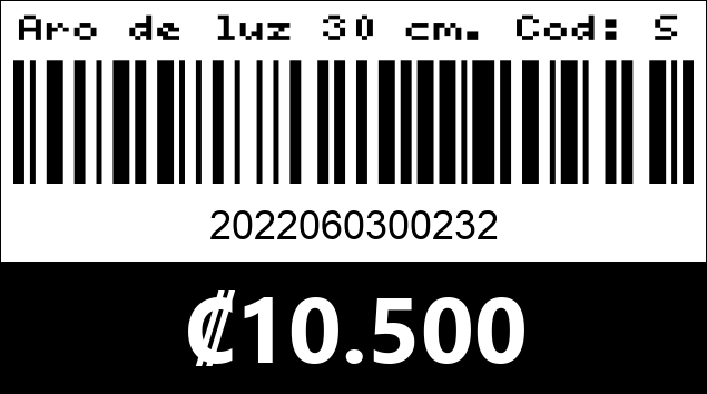 Código de barras de Aro de luz 30 cm. Cod: S31
