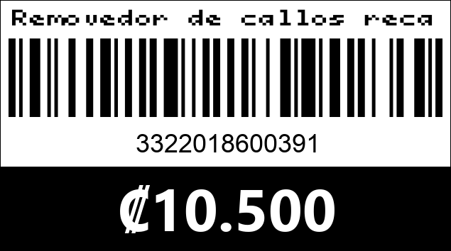 Código de barras de Removedor de callos recargable. SK-519. Código: 60039