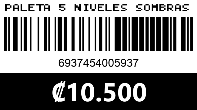 Código de barras de PALETA 5 NIVELES SOMBRAS,CONTORNO KEVIN Y COCO KC1741