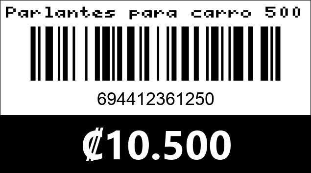 Código de barras de Parlantes para carro 500W. 6"