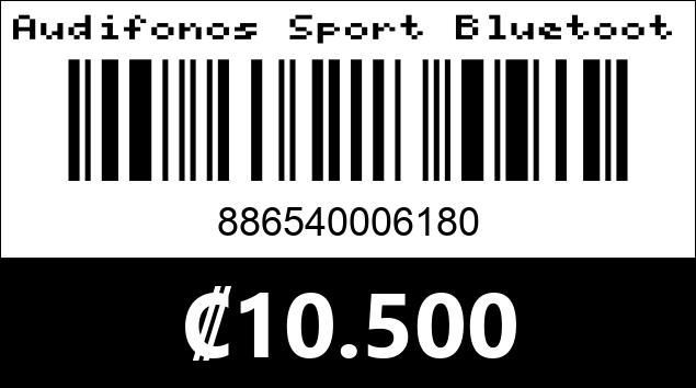 Código de barras de Audifonos Sport Bluetooth rojo. Argom Tech Flex