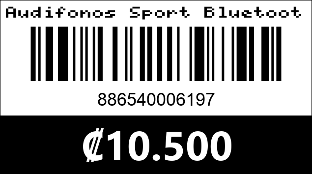 Código de barras de Audifonos Sport Bluetooth. Argom Tech Flex