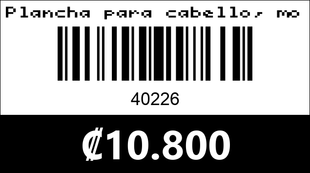 Código de barras de Plancha para cabello, modelo LSM-635.