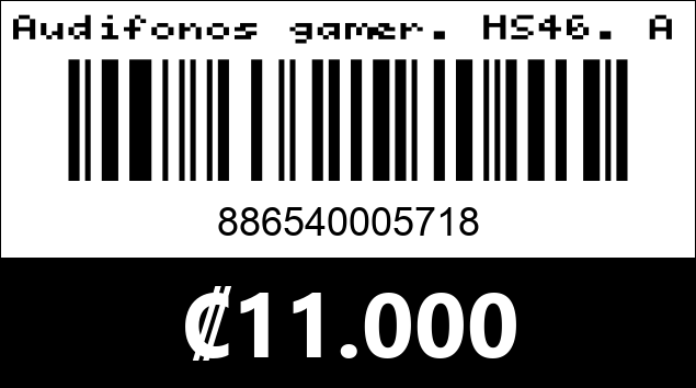 Código de barras de Audifonos gamer. HS46. Argom tech.