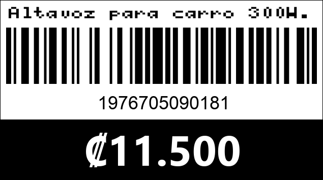 Código de barras de Altavoz para carro 300W. TS-1072