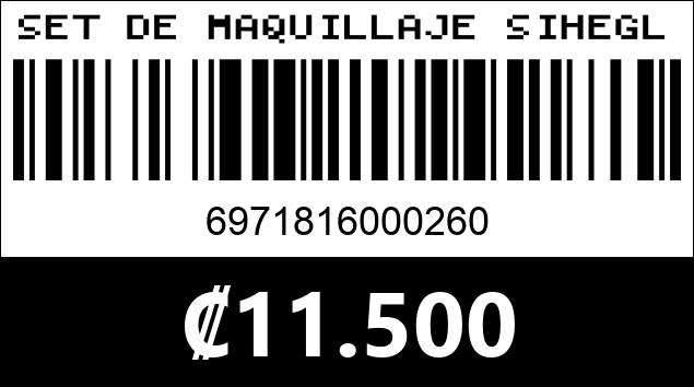 Código de barras de SET DE MAQUILLAJE SIHEGLAN 0260