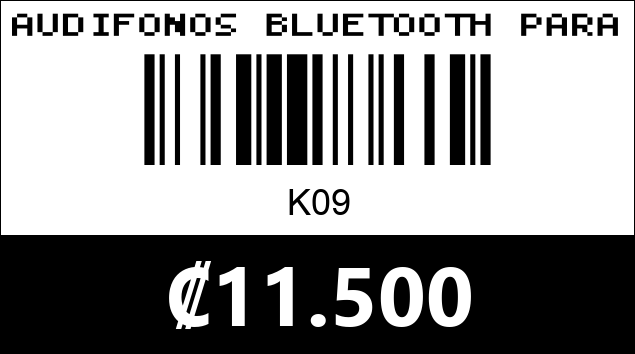 Código de barras de AUDIFONOS BLUETOOTH PARA CASCO DE MOTO K09 ADT-09