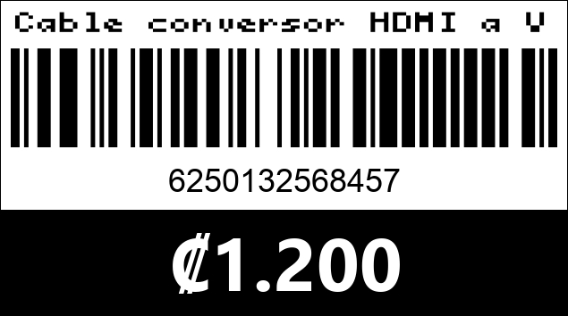 Código de barras de Cable conversor HDMI a VGA. 