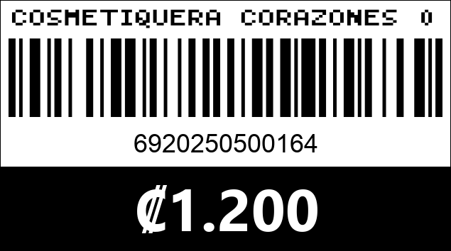 Código de barras de COSMETIQUERA CORAZONES 0164