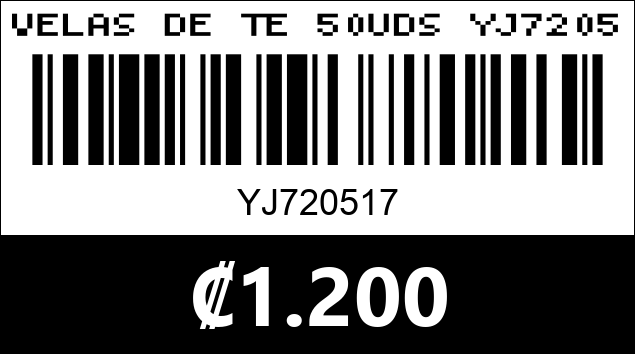Código de barras de VELAS DE TE 50UDS YJ720517...