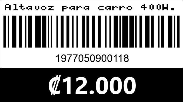 Código de barras de Altavoz para carro 400W. TP-1371