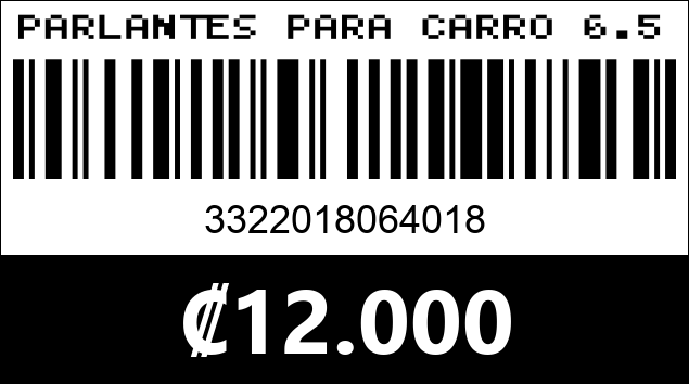 Código de barras de PARLANTES PARA CARRO 6.5" 600W. PERVOI CTC-6561A