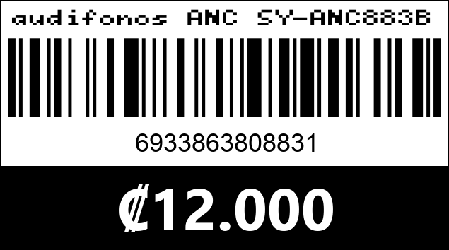 Código de barras de audifonos ANC SY-ANC883BT