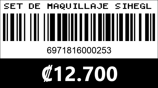 Código de barras de SET DE MAQUILLAJE SIHEGLAN 0253