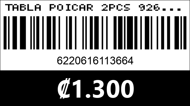 Código de barras de TABLA POICAR 2PCS 926...