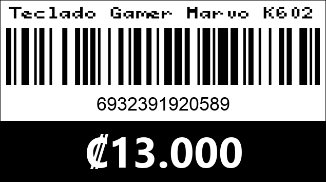 Código de barras de Teclado Gamer Marvo K602