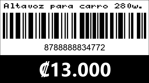 Código de barras de Altavoz para carro 280w. Pervoi XS-FB1030