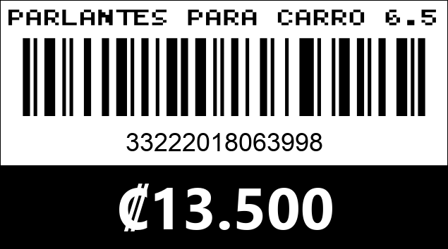 Código de barras de PARLANTES PARA CARRO 6.5" 480W. GTO-602