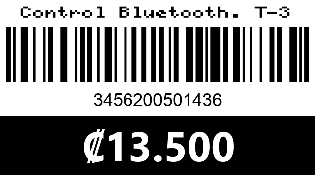 Código de barras de Control Bluetooth. T-3