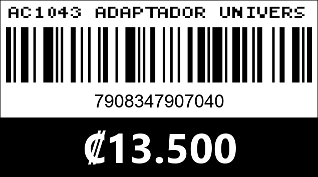 Código de barras de AC1043 ADAPTADOR UNIVERSAL PARA LAPTOP NOVA PA091EDN001C CON 12