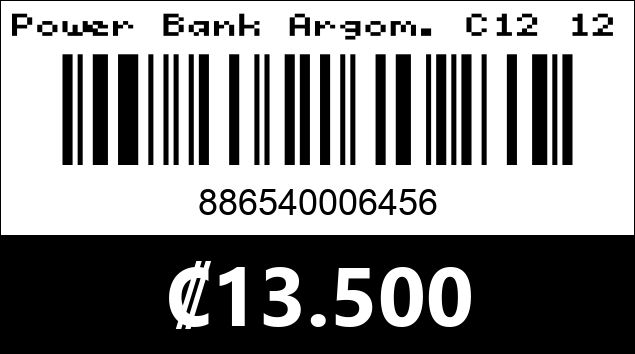 Código de barras de Power Bank Argom. C12 12000mAh