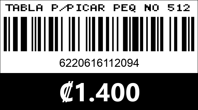 Código de barras de TABLA P/PICAR PEQ NO 5124...