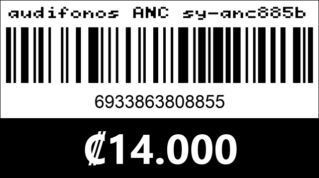 Código de barras de audifonos ANC sy-anc885bt