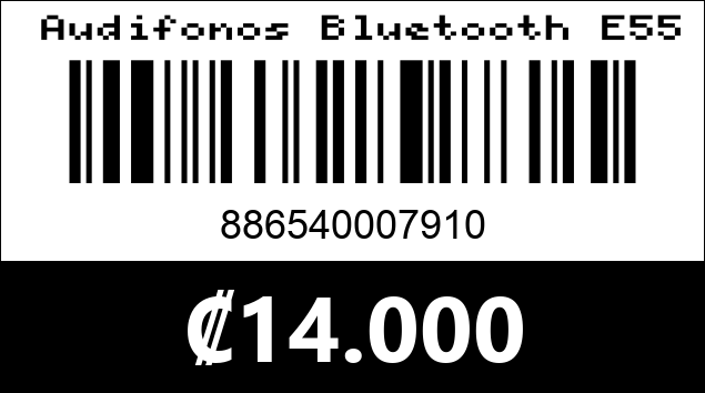 Código de barras de  Audifonos Bluetooth E55 verde. Argom Tech