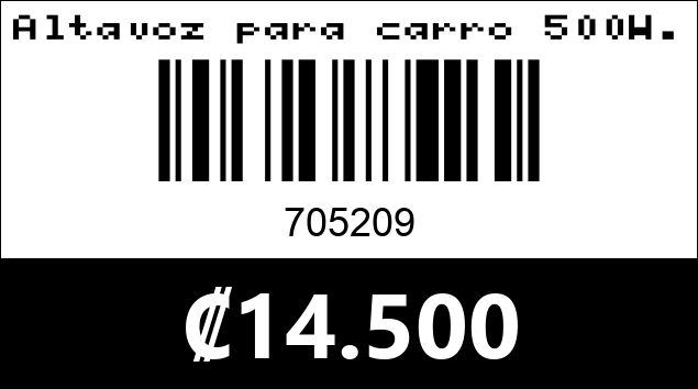 Código de barras de Altavoz para carro 500W. TP-1671.