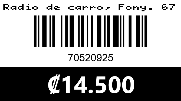 Código de barras de Radio de carro, Fony. 6781BT