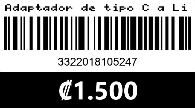 Código de barras de Adaptador de tipo C a Lightning
