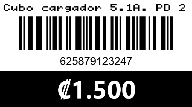 Código de barras de Cubo cargador 5.1A. PD 20W OTU