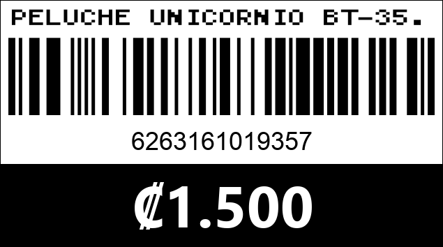 Código de barras de PELUCHE UNICORNIO BT-35...