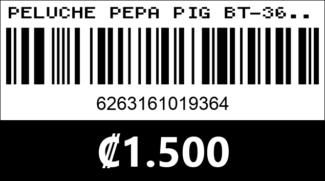 Código de barras de PELUCHE PEPA PIG BT-36...